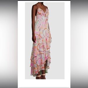 NWT Milly Women's Pink Edra
Summer Paisley Sleeveless High-Low Dress